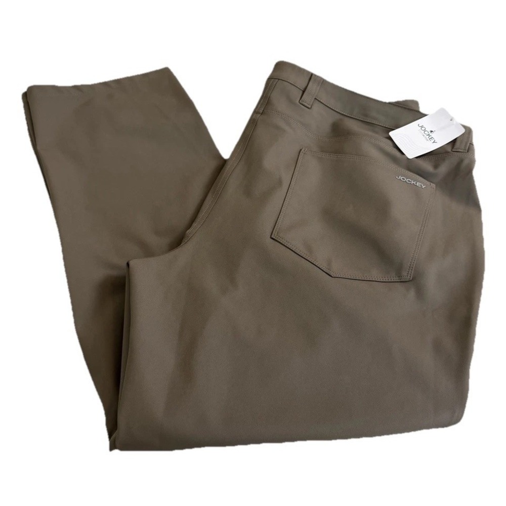 NWT Jockey Everactive Men's Brown Slim Fit 5-Pocket Chino Pants 40Wx30L